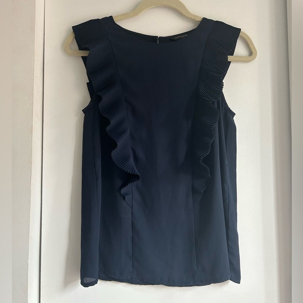 Banana Republic Navy Blue Ruffle Top